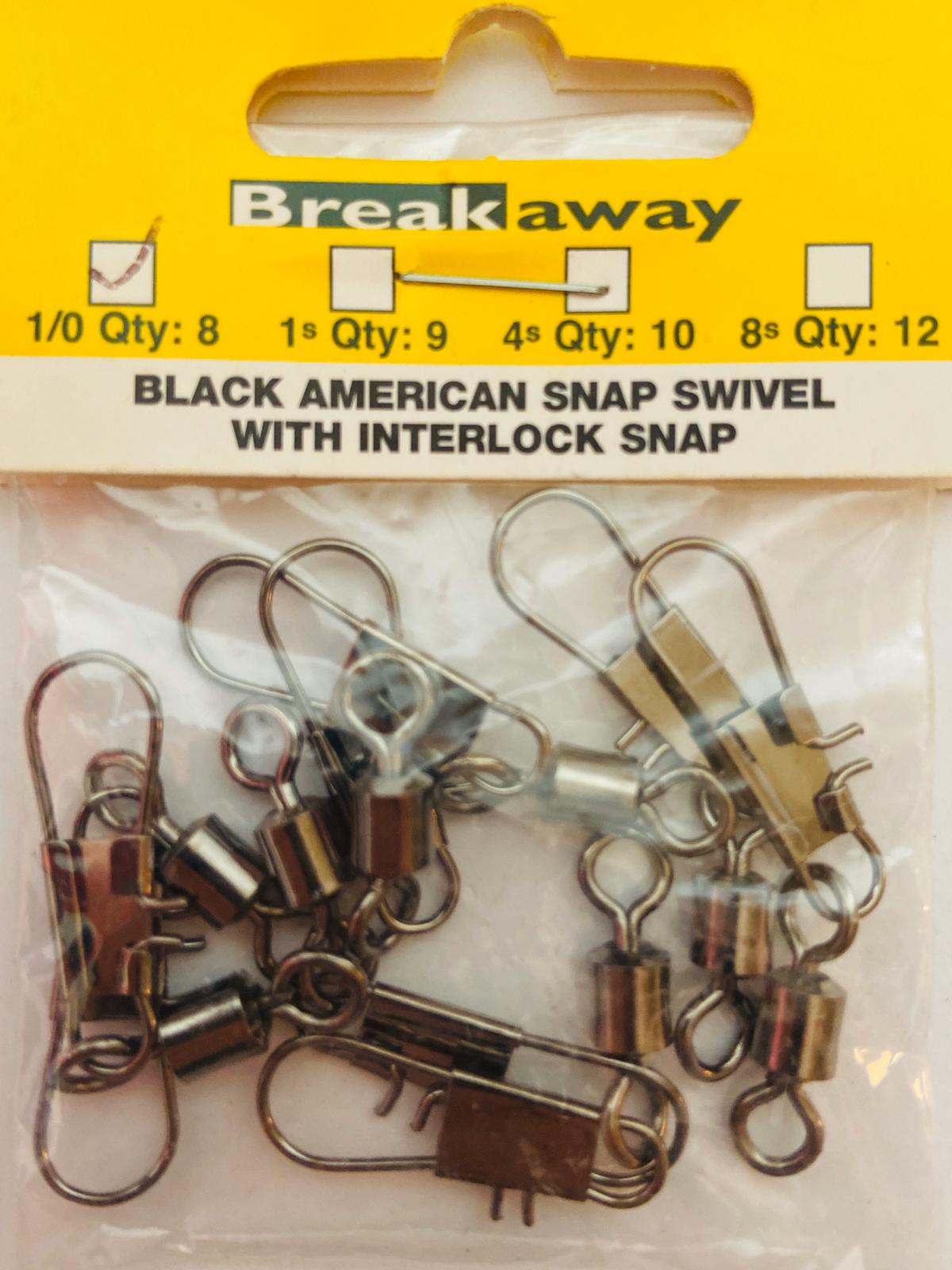 Breakaway Black American Snap Swivel With Interlock Snap
