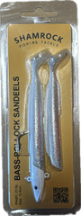 Shamrock Bass Pollock Sandeels fishing lures in packaging