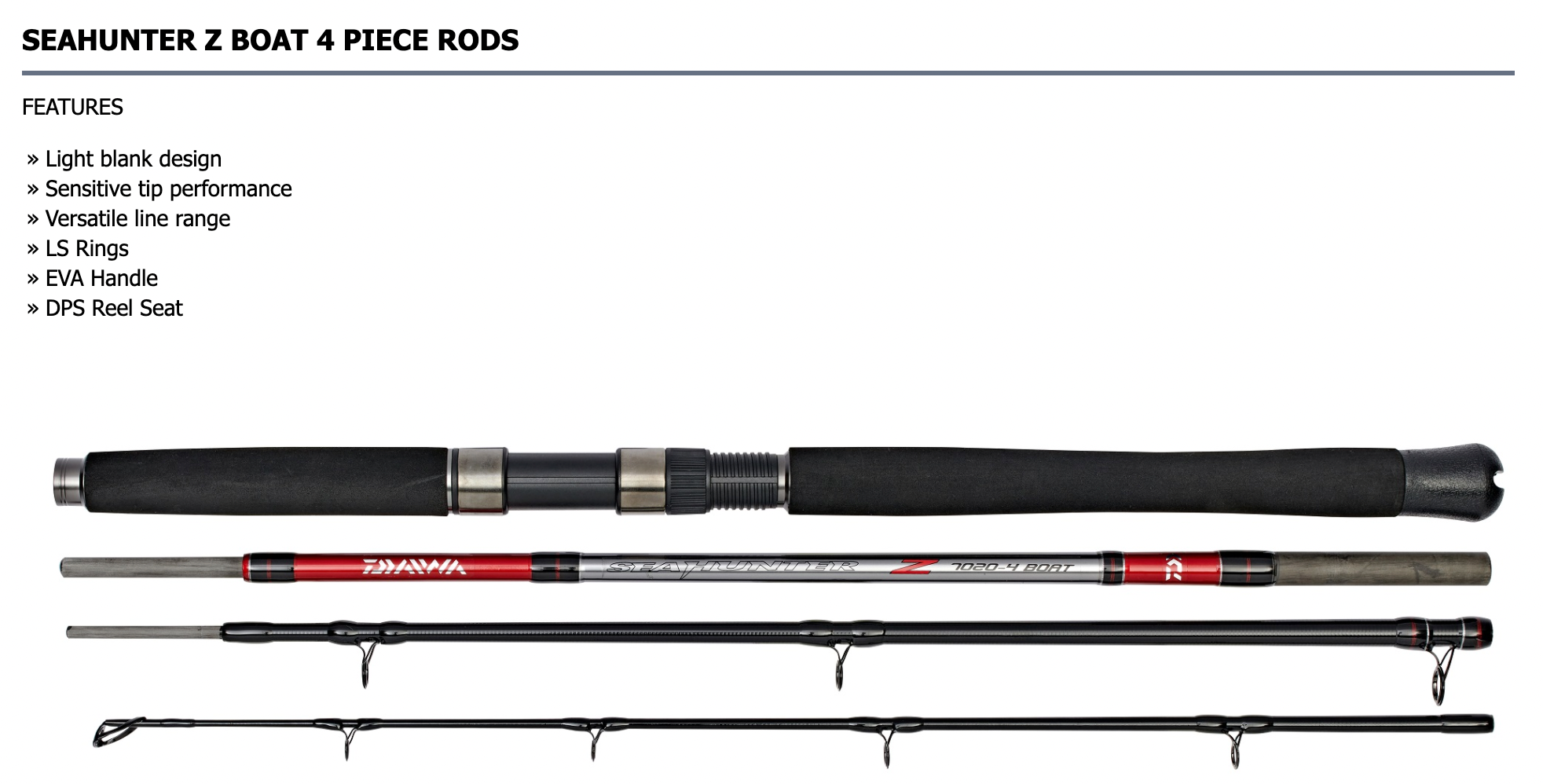 Daiwa 4 Piece Seahunter Z Boat Rod – 7ft