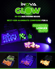 INOVA HI-VIS Duo Round GLOW Beads 4mm