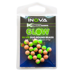 INOVA HI-VIS Duo Round GLOW Beads 8mm green orange