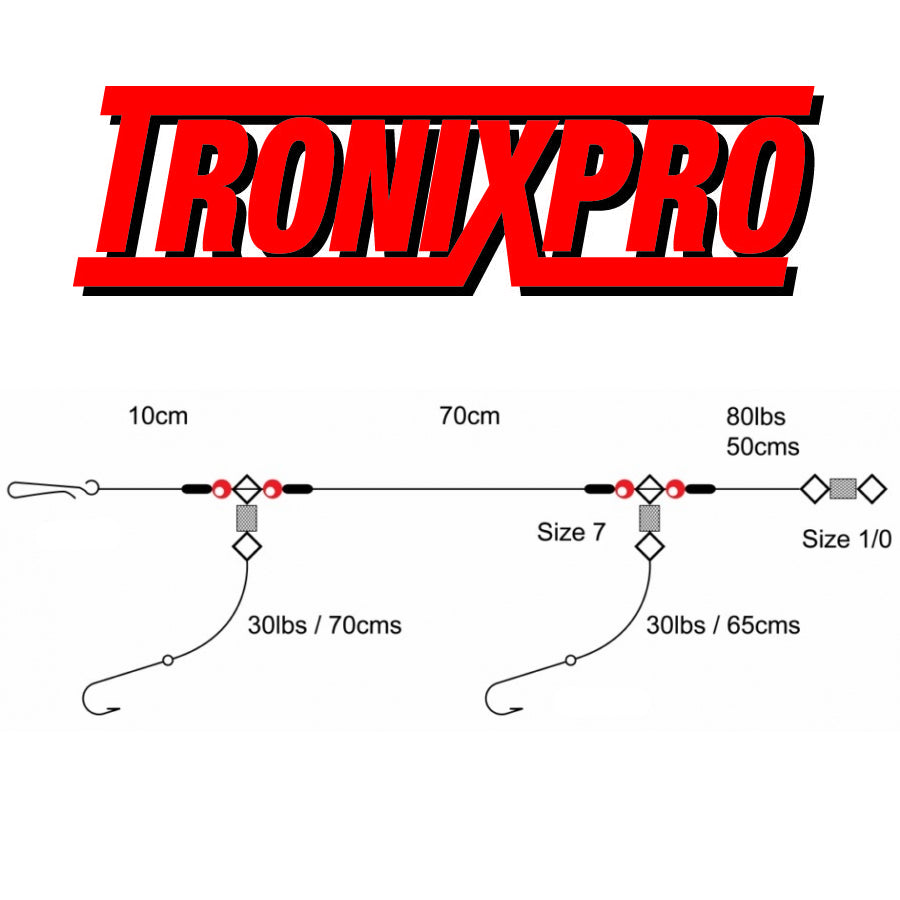 Tronixpro 2 Hook 1 up 1 Down Sea Fishing Rigs Size 1/0