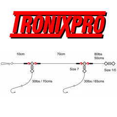 Tronixpro 2 Hook 1 up 1 Down Sea Fishing Rigs Size 1/0