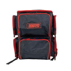 Black and red Tronixpro Sea Fishing Rucksack with TronixPro logo on a white background
