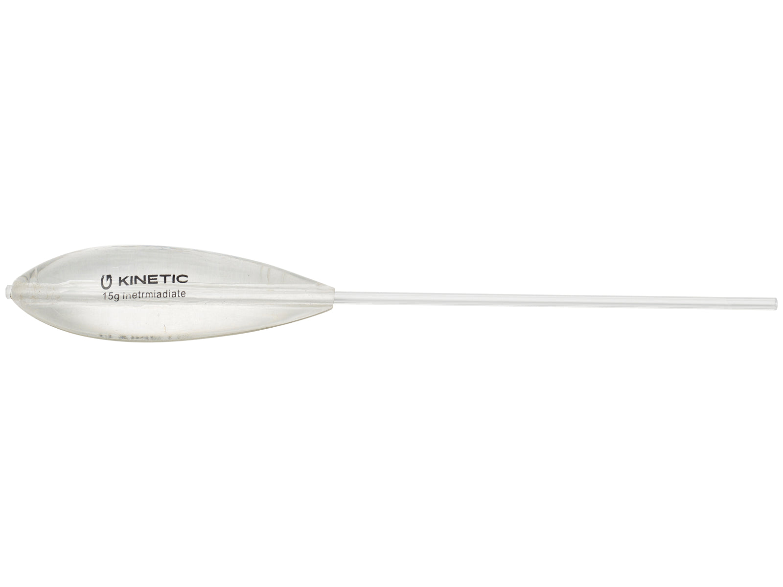 White fishing float with 'Kinetic' branding on a white background