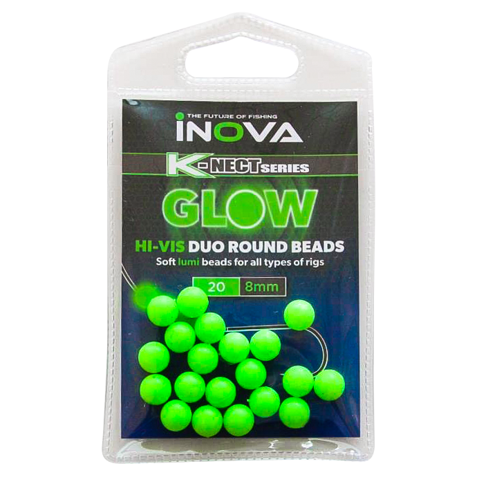 INOVA HI-VIS Duo Round GLOW Beads 8mm green
