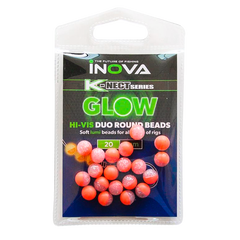 INOVA HI-VIS Duo Round GLOW Beads 6mm red