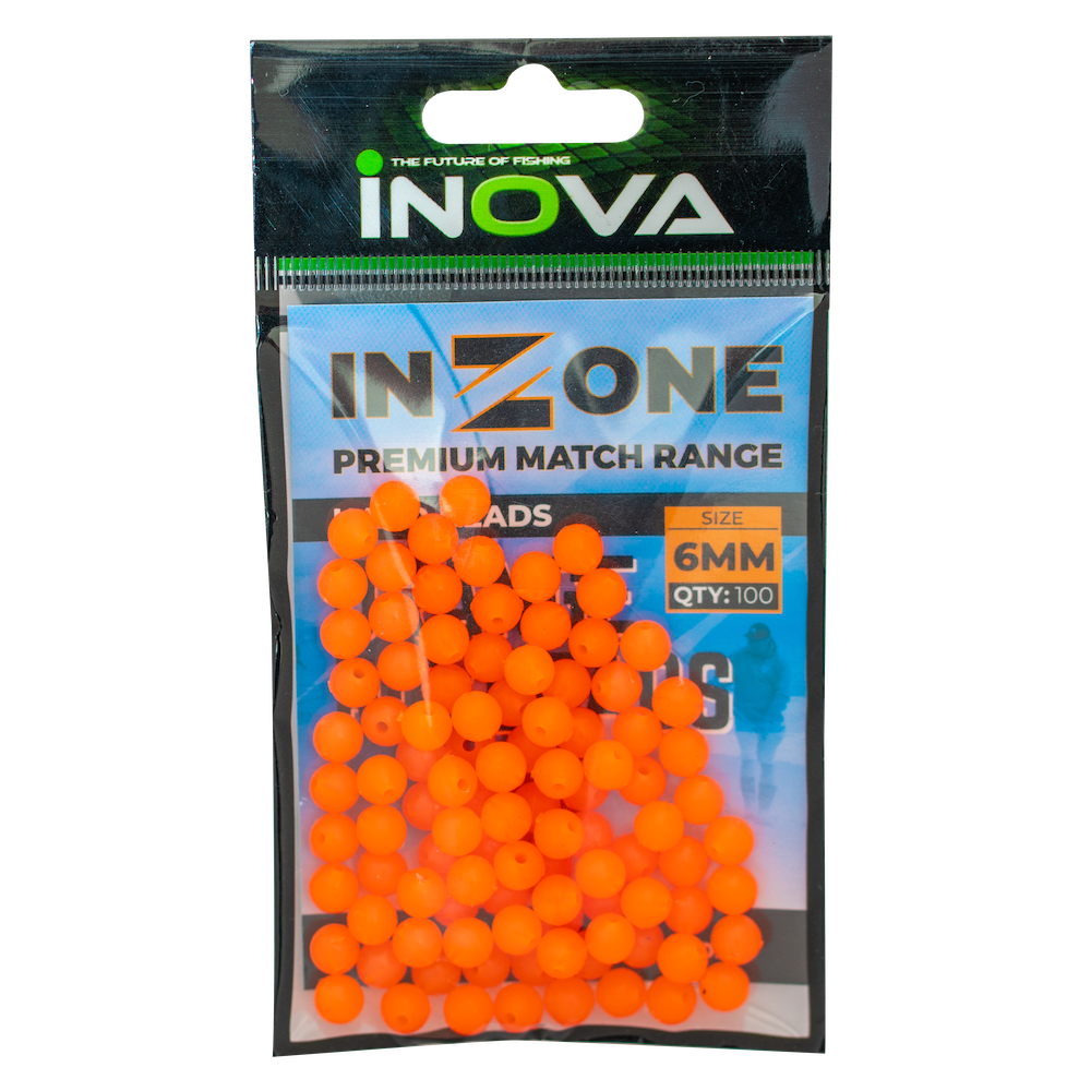 INOVA In-Zone UV Match Rig Beads ORANGE 5 Sizes
