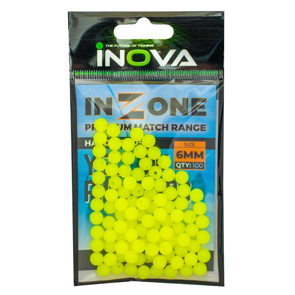 INOVA In-Zone UV Match Rig Beads YELLOW 5 Sizes