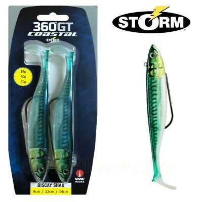 Storm 360°GT Coastal Biscay Weedless Shads 9cm 16g &19g Green Mackerel