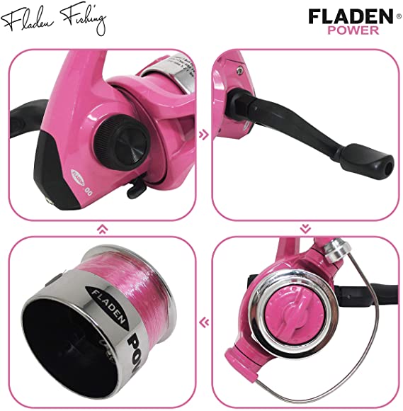 Fladen Power 100  Pink Fishing Reel With Pink Line 