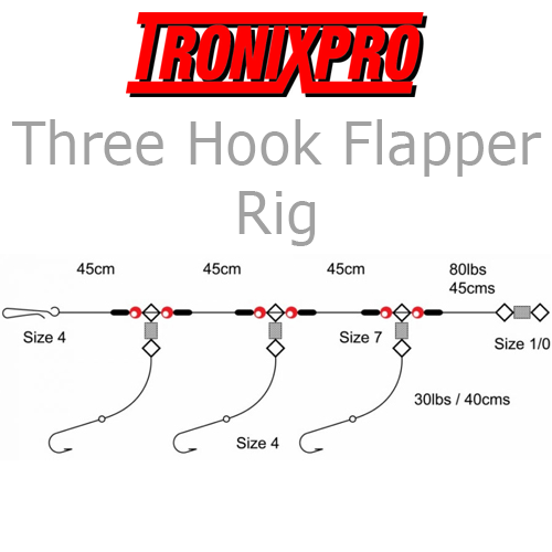 Tronix 1 Hook Flapper Rig 3/0 Used in Sea Fishing 